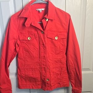 CAbi Coral-Red Utility Jacket